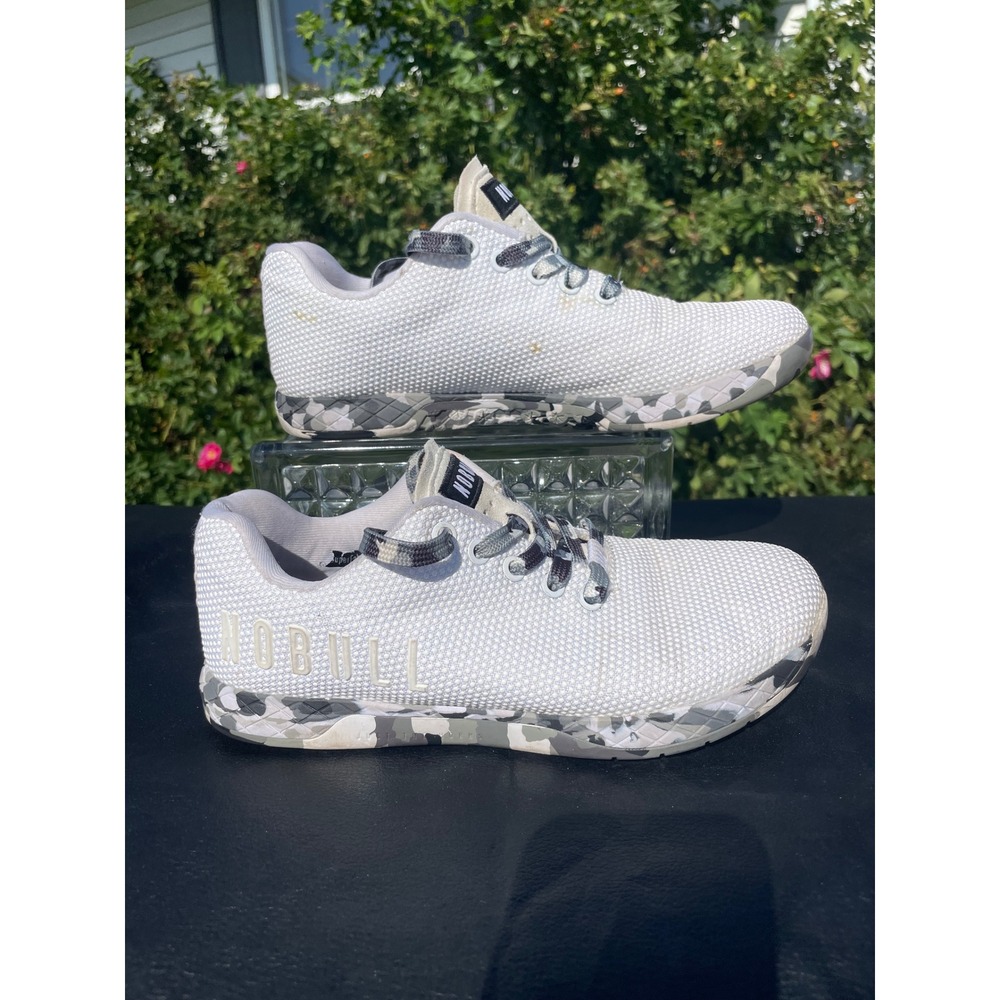 NOBULL Trainer Mens 10 White Grey Camo SuperFabric Crossfit Gym Shoes